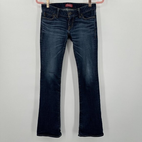 Original Moussy Vintage Dark Low Rise Bootcut Jean Size 26 RARE Embroidered Name